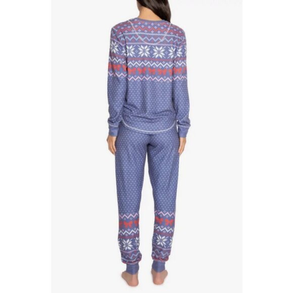💕PJ SALVAGE💕 Cozy Vibes Fair Isle Peachy Pajamas ~ Dark Blue Large NWT - Picture 4 of 14